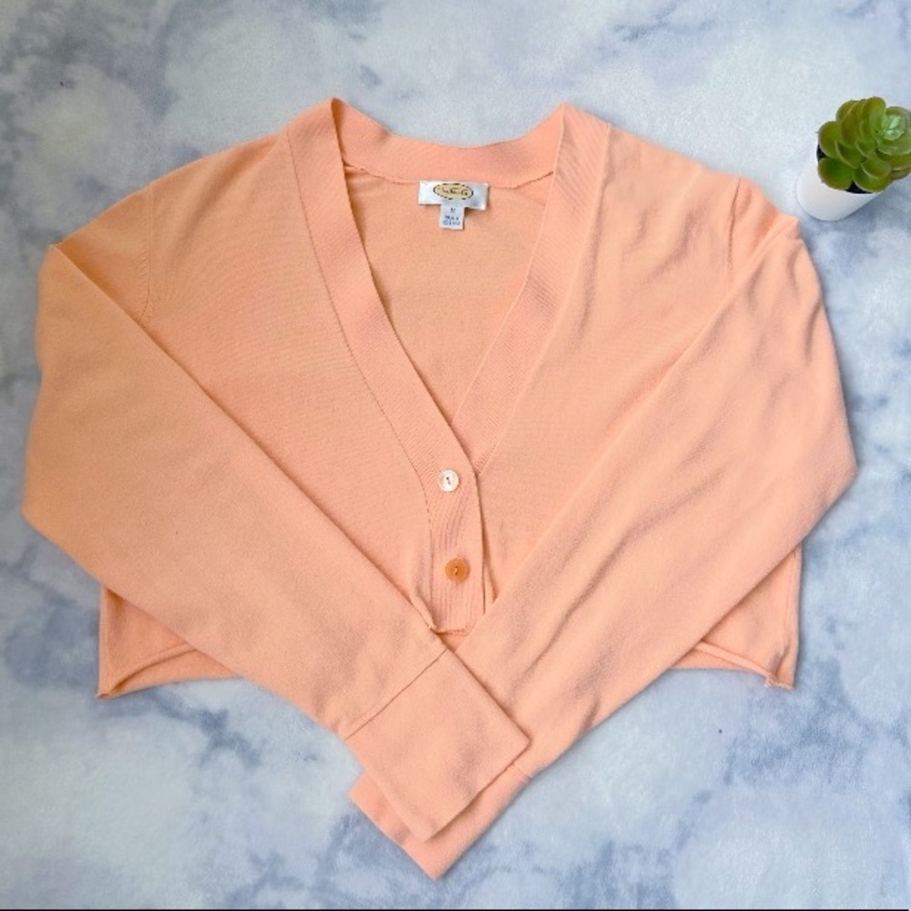 Orange Cropped Sweater Button Cardigan